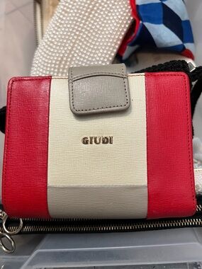 Giudi-Florence Italy- Red, Cream & Gray Women's Wallet